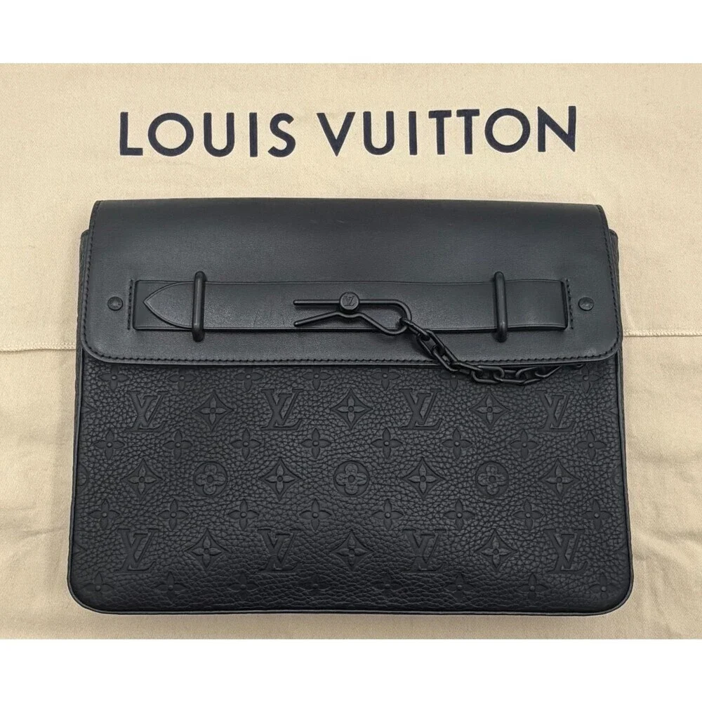Louis Vuitton Pochette Steamer Monogram Taurillon Leather Bag Authentic - Picture 1 of 11